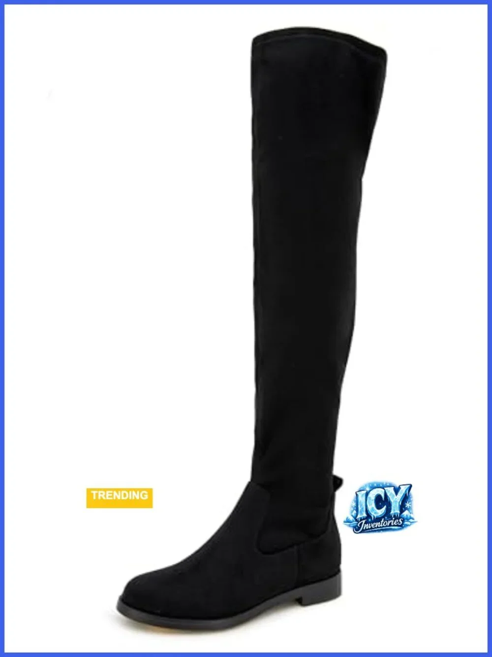 Faux Suede Over-the-Knee Boots with Block Heel and Inside Zip